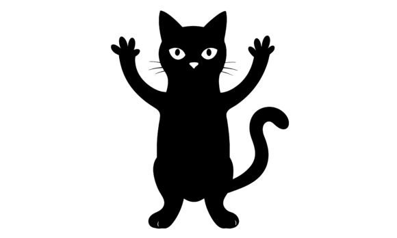 Black Cat Cartoon with Arms Raised Review