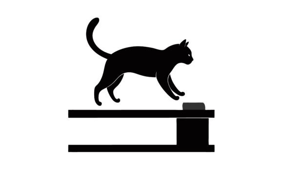 Black Cat Jumping over a Platform