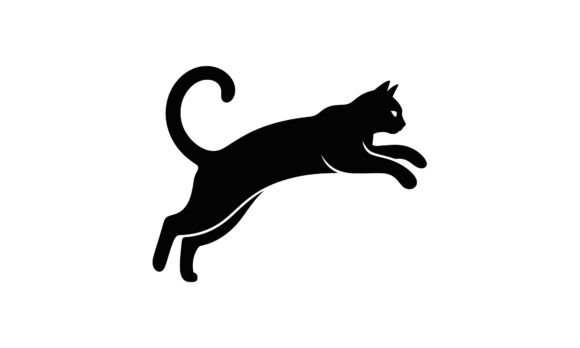Black Cat Leaping Silhouette Graphic Review