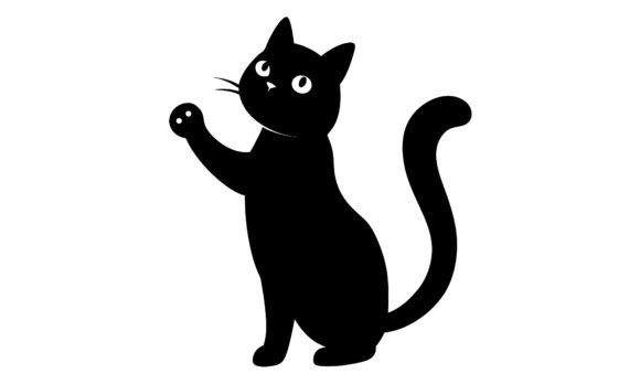 Black Cat Reaching Up Silhouette Graphic Review