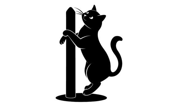 Black Cat Scratching Post Silhouette