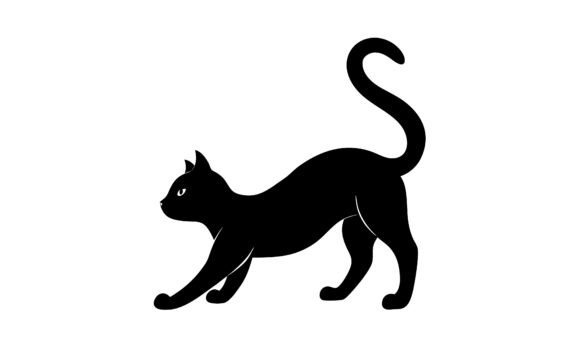 Black Cat Silhouette Stretching
