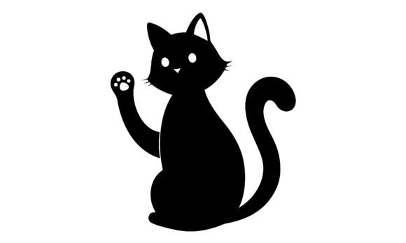 Black Cat Silhouette Waving Paw Review