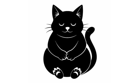Black Cat Sitting Cute Silhouette Design Review