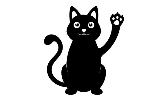 Black Cat Waving Isolated Vector Review