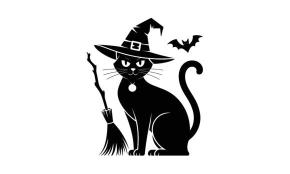 Black Cat Witch Halloween Silhouette