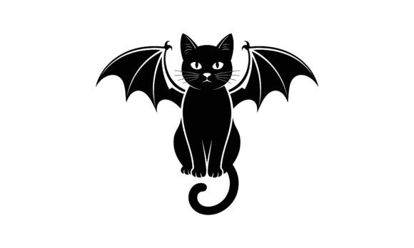 Black Cat with Bat Wings Illustration Review