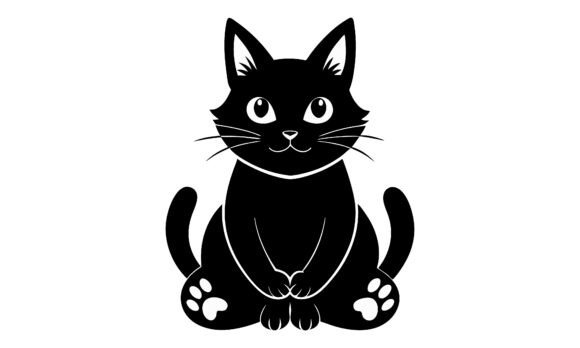 Cute Black Cat Sitting Vector Review
