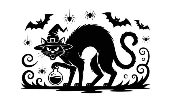 Halloween Black Cat Witch Vector Review