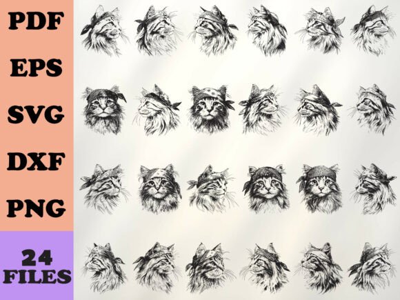 Majestic Cat Line Art with Braided Hair Review