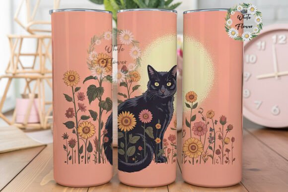 Mystical Cat Sunflowers 20oz Tumbler
