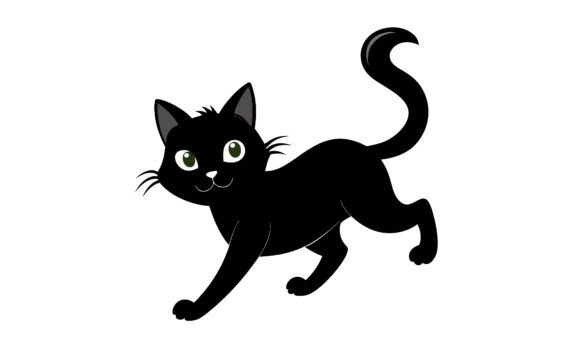 Playful Black Cat Cartoon Illustration Review
