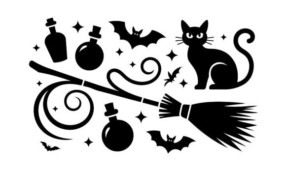 Reviewing the Halloween Black Cat Bats Broom Vector for Real Embroidery