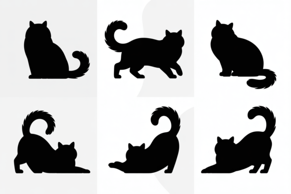Silhouettes of Various Cat Poses: A Designer's Review
