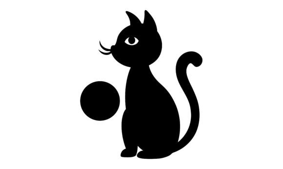 Simple Black Cat Silhouette with Circle Review