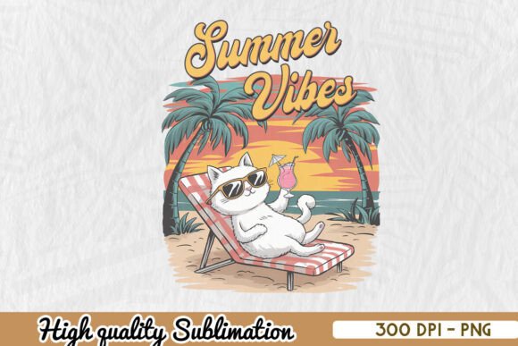 Summer Vibes Cat Sublimation PNG Review